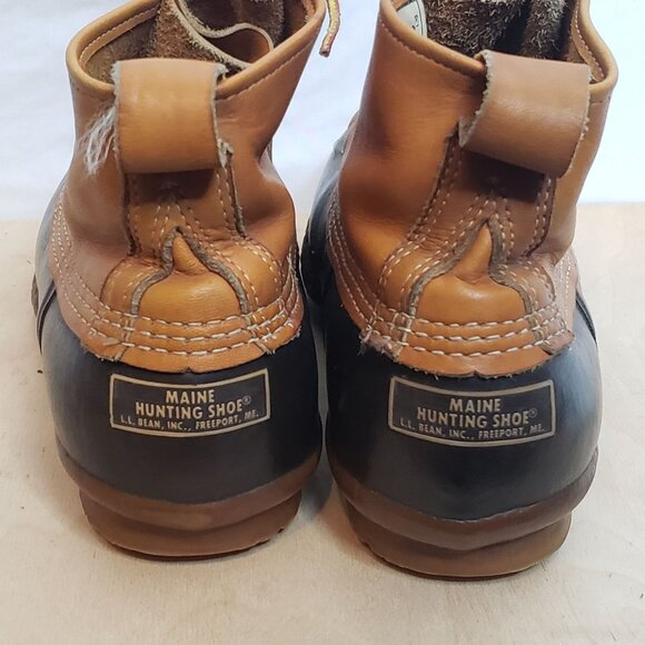 Vintage LL Bean Duck Boots Maine Hunting Shoe Men Size 11 Rubber Leather 5 Eye - Picture 5 of 11